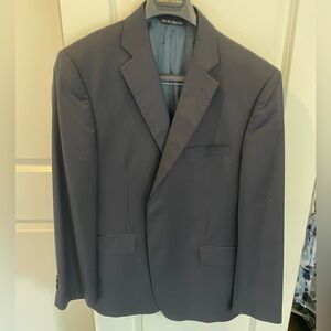 Saks Fifth Ave Slim Fit Crosshatch Wool Suit Jacket, Dark Navy (Size 42S)